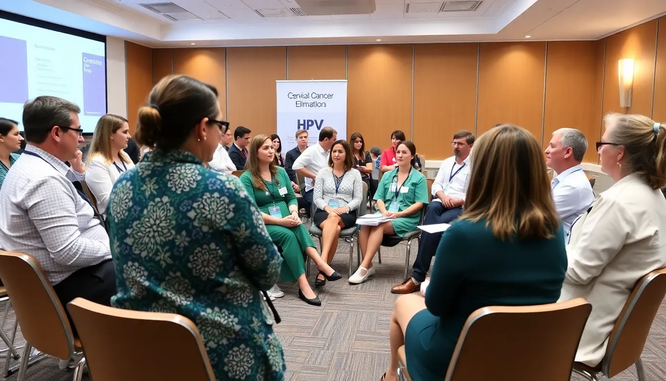 Health professionals conducting a cervical cancer screening session, emphasizing the importance of early detection and treatment