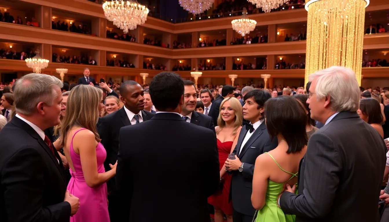 A diverse group of television industry professionals gathers at the 75th Primetime Emmy Awards, discussing the evolving landscape of talk and scripted variety shows amidst changing audience preferences.