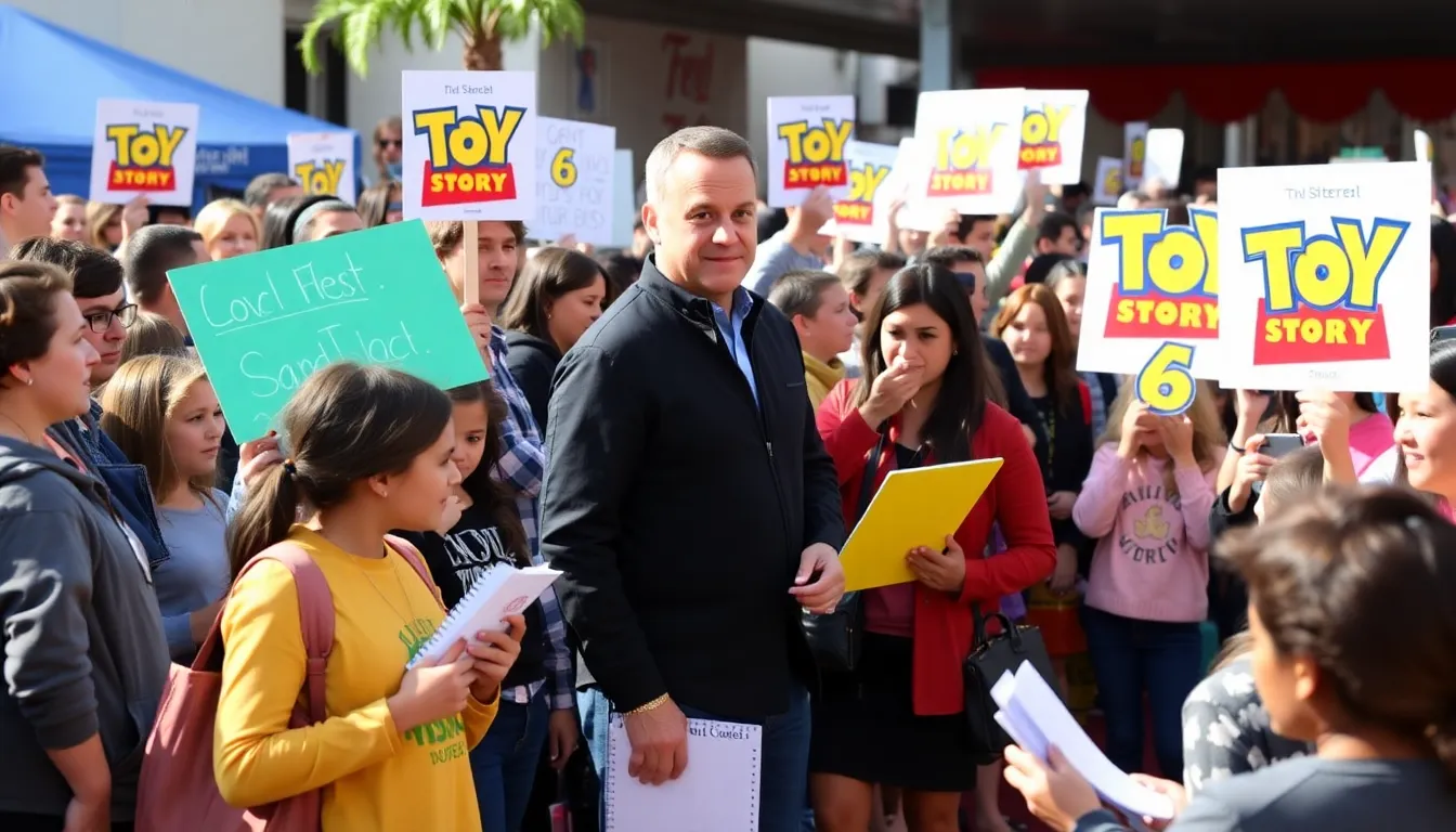 A vibrant gathering of families and animation enthusiasts, united by their love for the Toy Story franchise and its characters