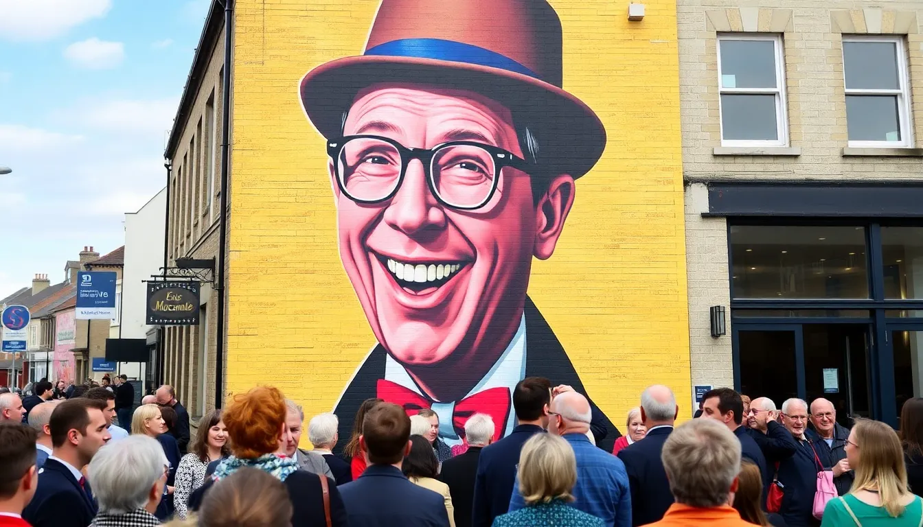 Local artist John McGowan at work on the mural, capturing the spirit of Morecambe's humor and charm for the community to enjoy