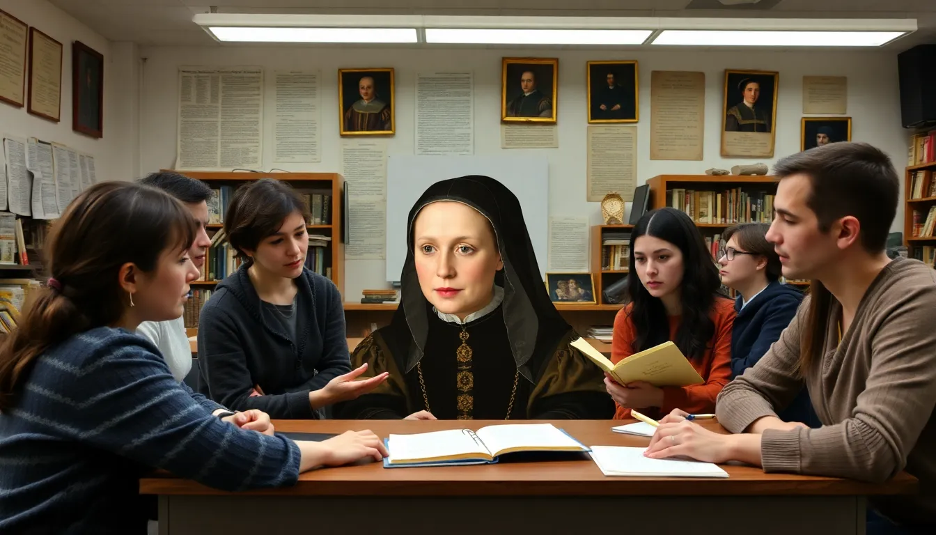 A historical portrait of Anne Boleyn, representing the artistic conventions of the 16th century that often idealized her appearance