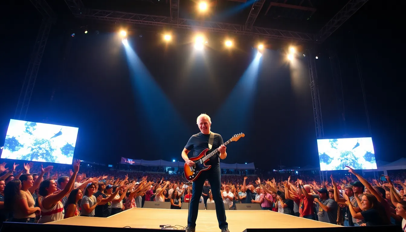 Peter Frampton using the talk box on stage, demonstrating his innovative guitar techniques that have influenced generations of musicians and shaped his signature sound