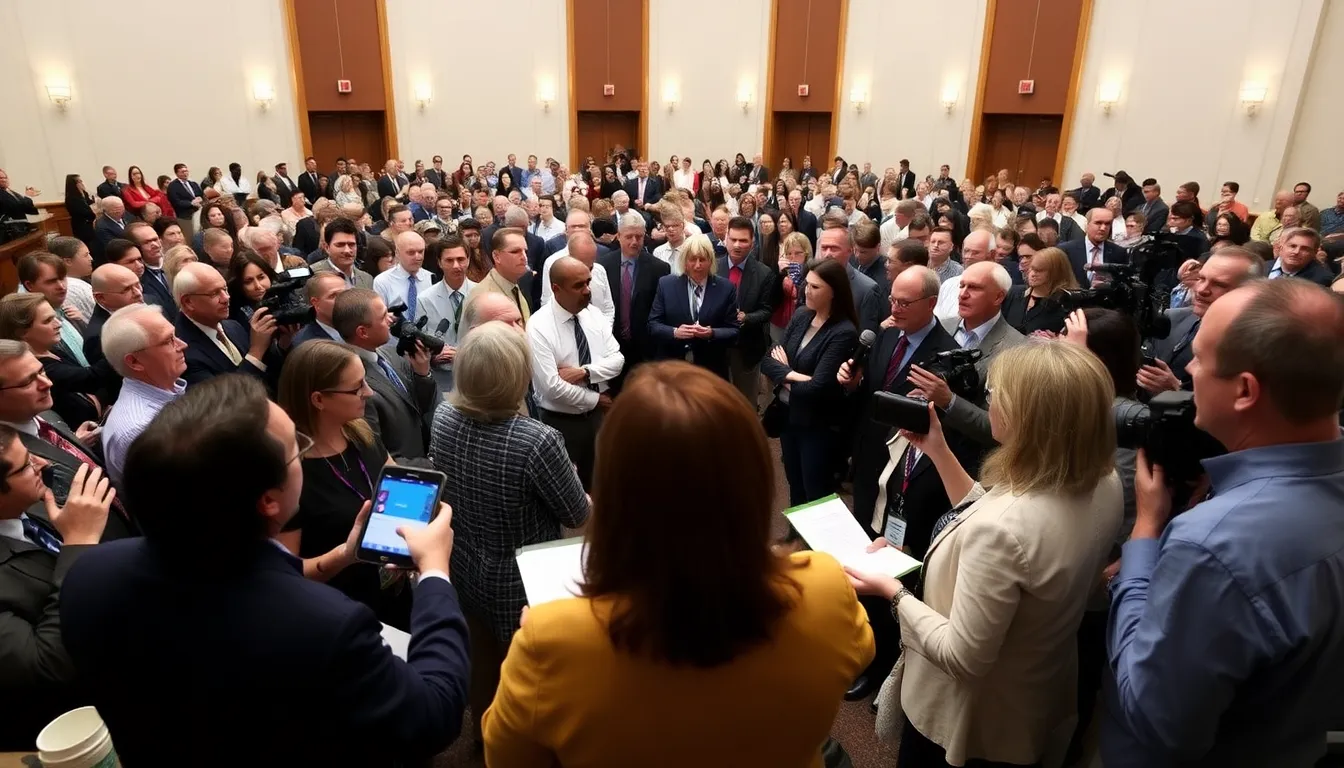 a crowded press conference where health experts express concerns about the F.D.A.'s decision to block vaccine safety research publication, with reporters taking notes and cameras flashing.