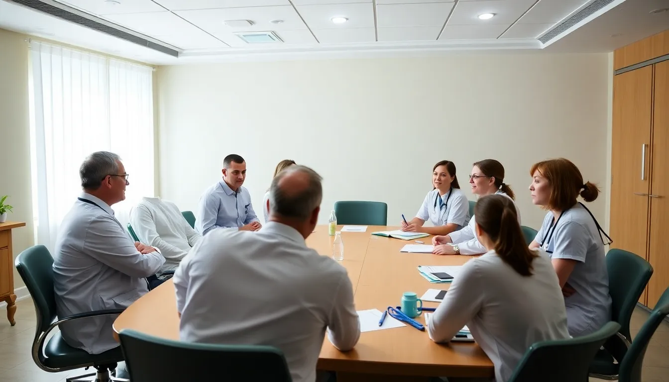 A patient consultation taking place in a medical office, where healthcare providers discuss the implications of early access to innovative therapies