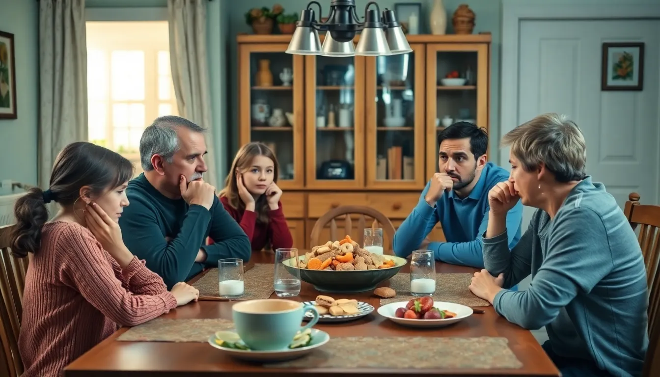 Characters engaged in a heartfelt conversation, showcasing the emotional weight of their individual journeys within a complex familial bond