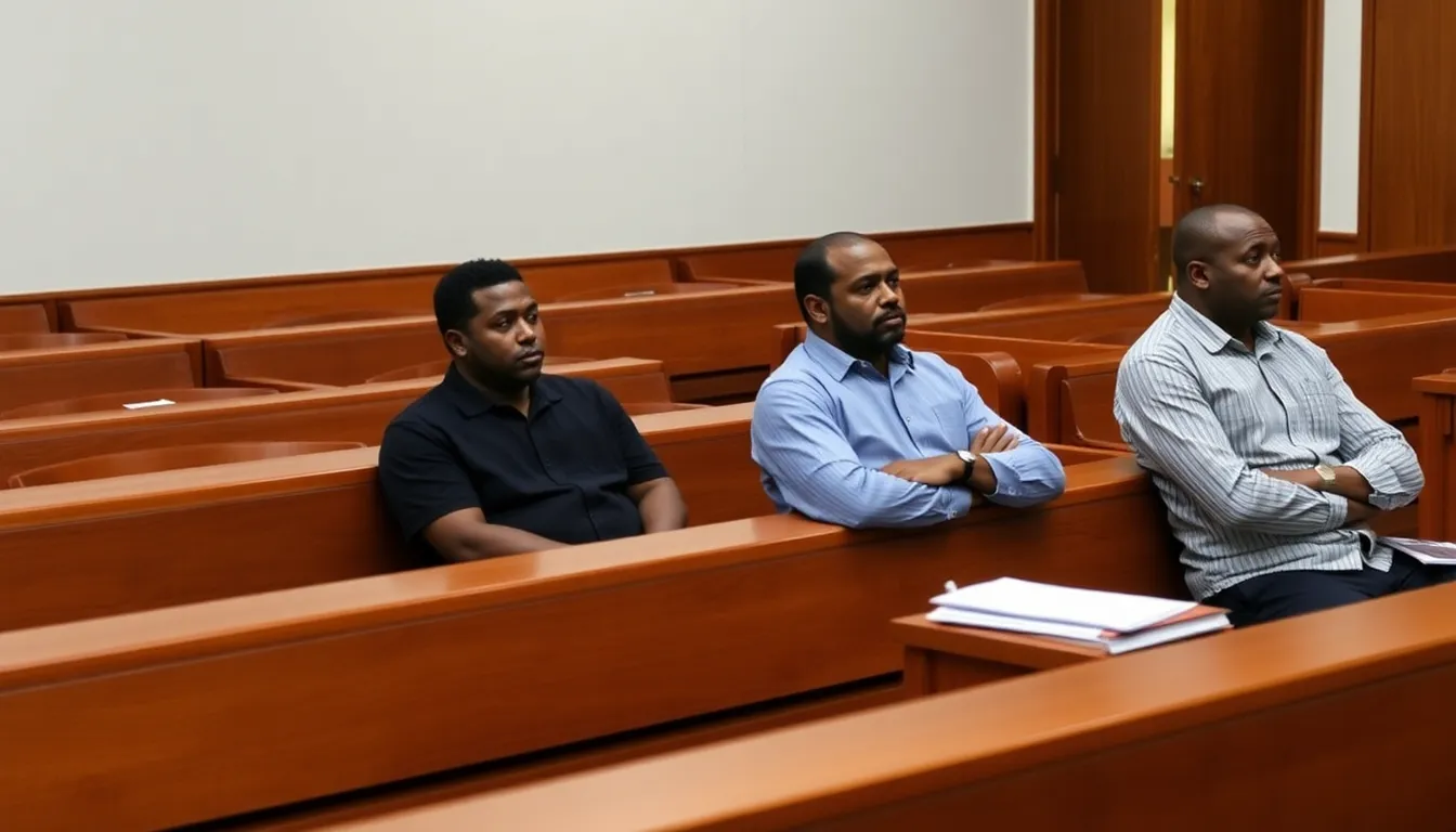 Four men are shown in a courtroom as they await the verdict for their involvement in the assassination of Haitian President Jovenel Moïse.