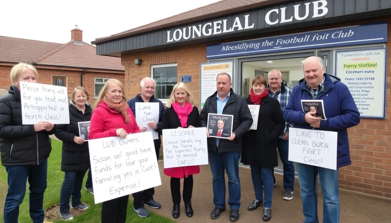 Community members attending a meeting to voice their concerns about the club's governance and the need for transparency in financial practices