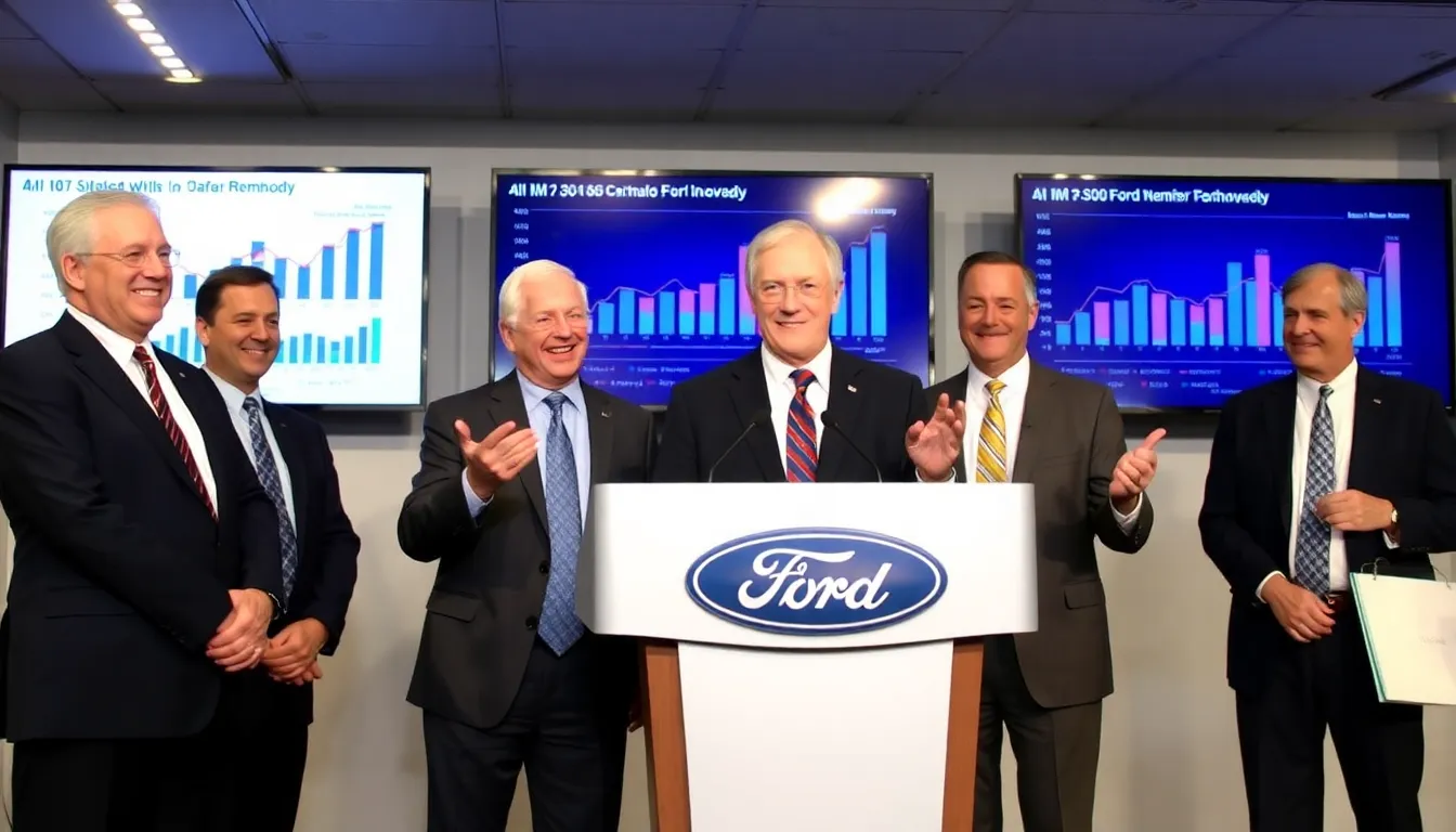 An assembly line at a Ford manufacturing facility, illustrating the production process amidst ongoing challenges in the automotive industry