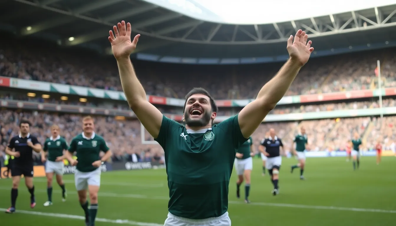 A historic rugby trophy on display, symbolizing the coveted Grand Slam title that England aims to secure in the tournament