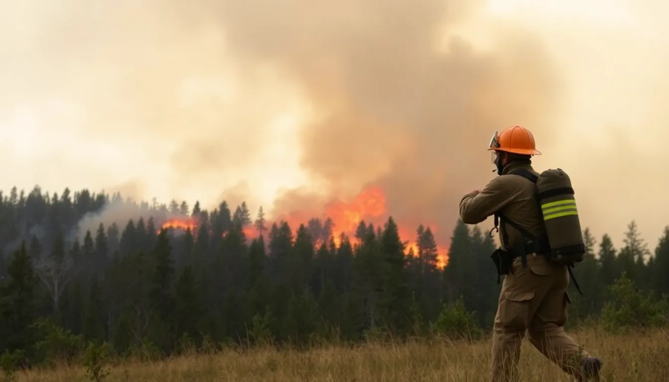 A charred landscape after a wildfire, highlighting the devastating impact of climate change on forest ecosystems