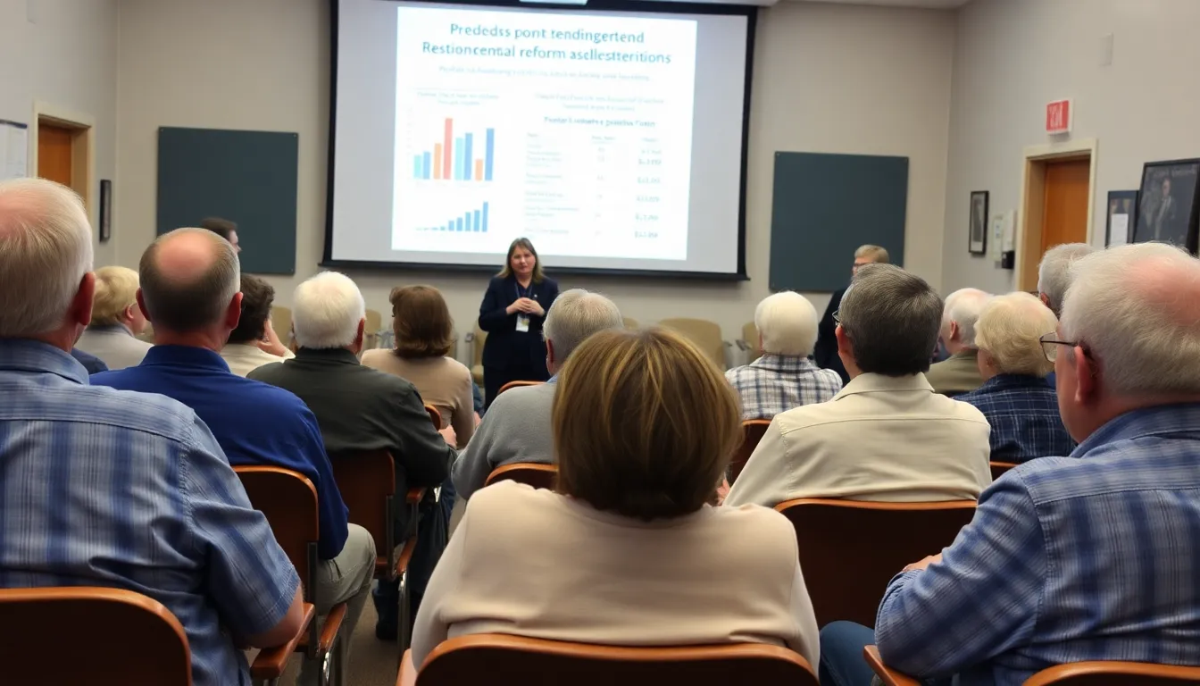 A bustling workplace with employees engaged in discussions about pension contributions, showcasing the importance of employer involvement in retirement planning