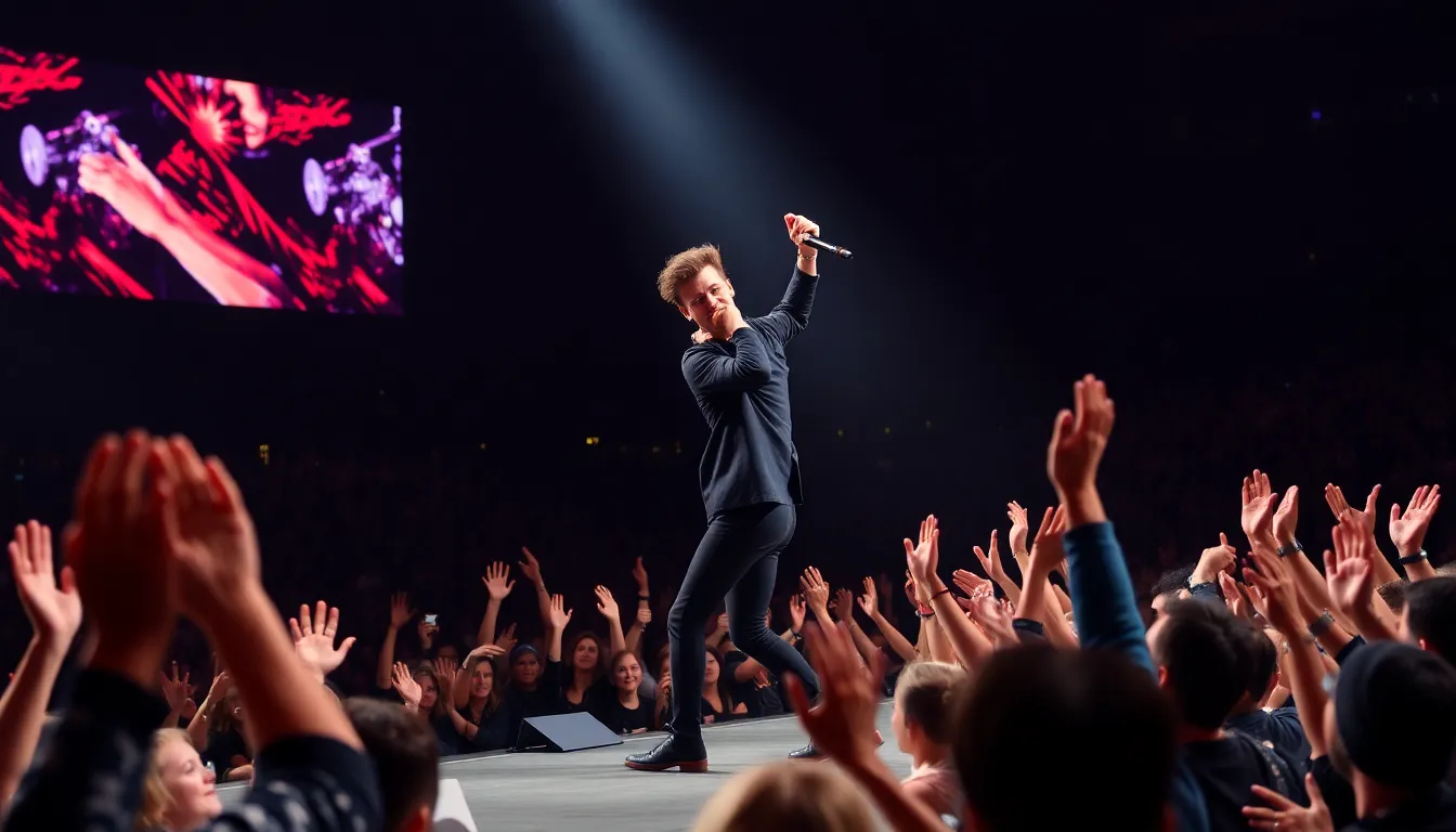 Harry Styles performs energetically on stage at the Ziggo Dome in Amsterdam, captivating a diverse audience during the opening night of his Together Together Tour.