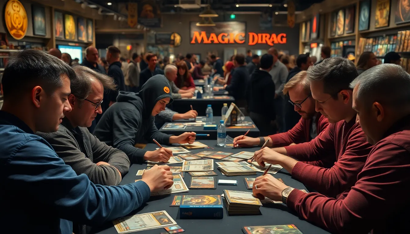 Players eagerly participating in highstakes tournaments showcase their skills, highlighting the competitive spirit of the Magic The Gathering community