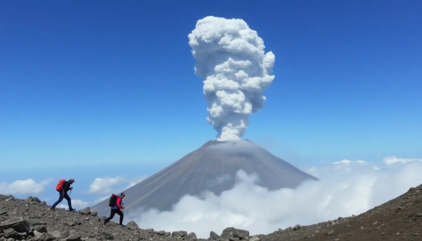 Experts analyzing geological data in a command center, focused on assessing the risks of future volcanic eruptions following the recent incident