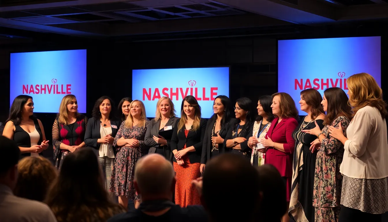 A vibrant scene of Nashville's music community, highlighting the increasing presence of women in various roles within the industry
