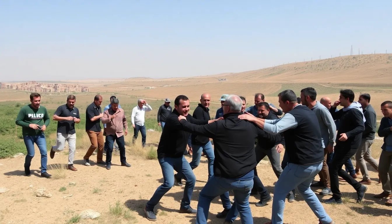 Israeli settlers confront Palestinian residents in the village of Burin, resulting in injuries and damage to agricultural land amid rising tensions in the West Bank.