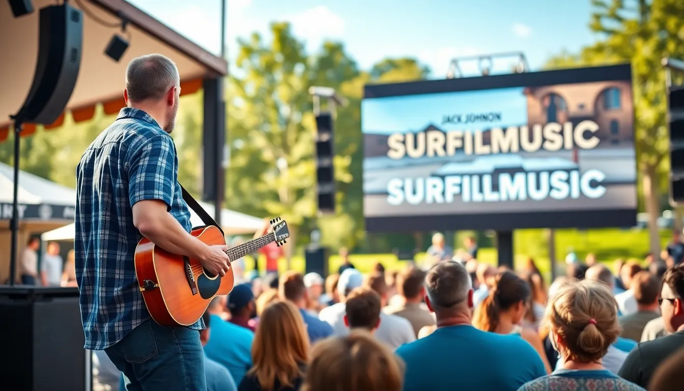 Jack Johnson speaks to an audience at a film festival, sharing insights about his documentary 'SURFILMUSIC' while reflecting on his surfing injury and its impact on his artistic journey.