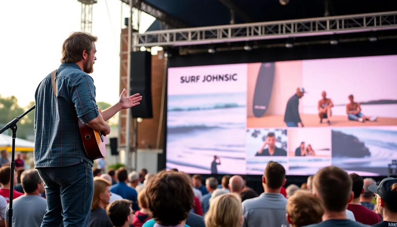 A young Jack Johnson is captured riding a wave, showcasing his deep connection to surfing and the influence it has had on his musical journey