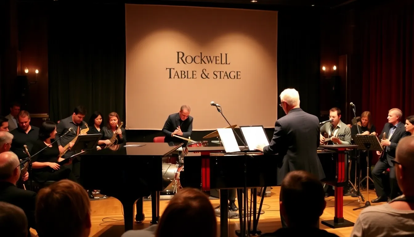 Jeff Goldblum performs at the Rockwell Table & Stage, captivating the audience with his jazz ensemble during a lively show.
