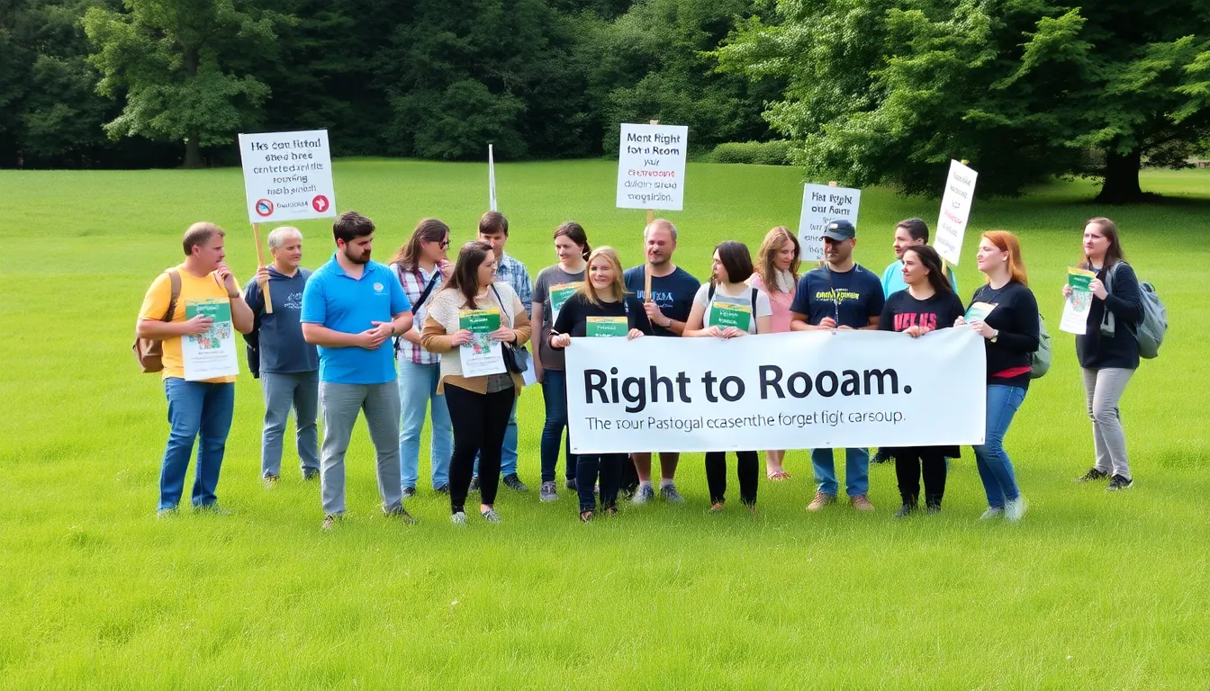Campaigners advocating for the right to roam stand united, emphasizing the connection between public access and mental wellbeing