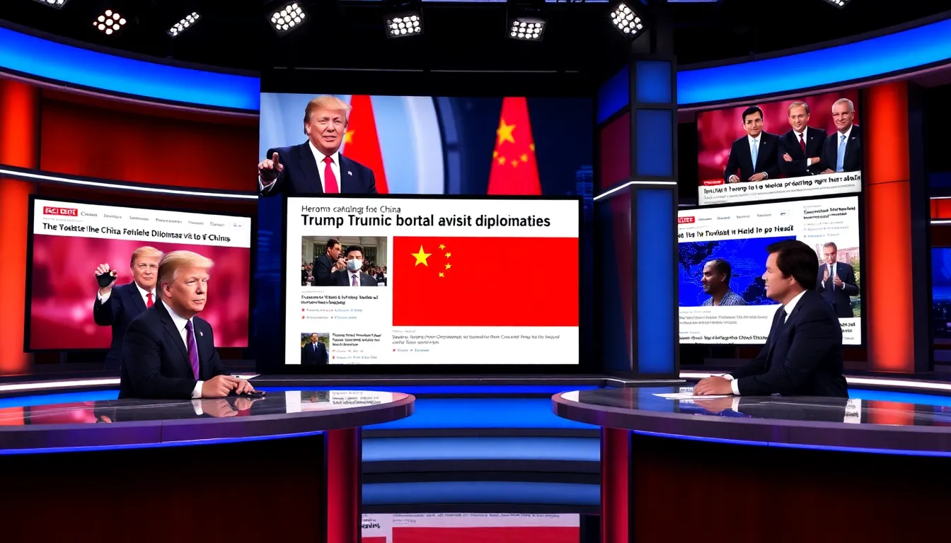 A scene from Jimmy Fallon's show captures the audience laughing as he juxtaposes Trump's brash persona with traditional diplomatic norms during his China visit