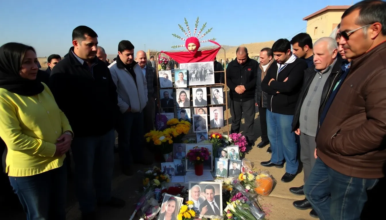 A memorial site is adorned with flowers and candles, symbolizing the collective grief of the Lebanese people over the recent loss of civilian lives in the conflict