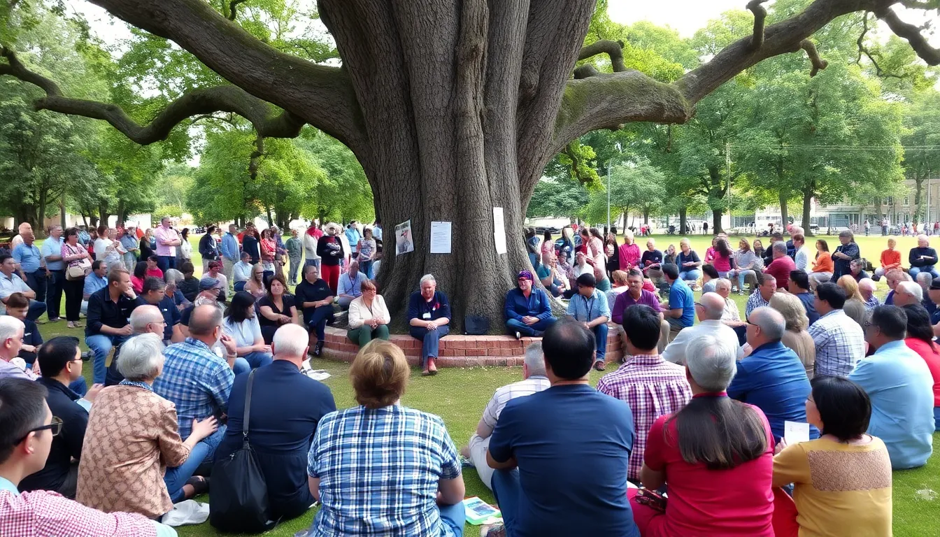 A historical tree stands tall, symbolizing the deep roots and enduring legacy of a family that has thrived in the community for generations