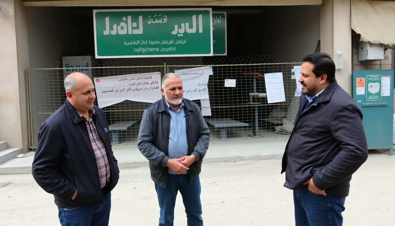 Workers gather outside a closed textile factory in Isfahan, expressing frustration and concern over recent layoffs amid worsening economic conditions.