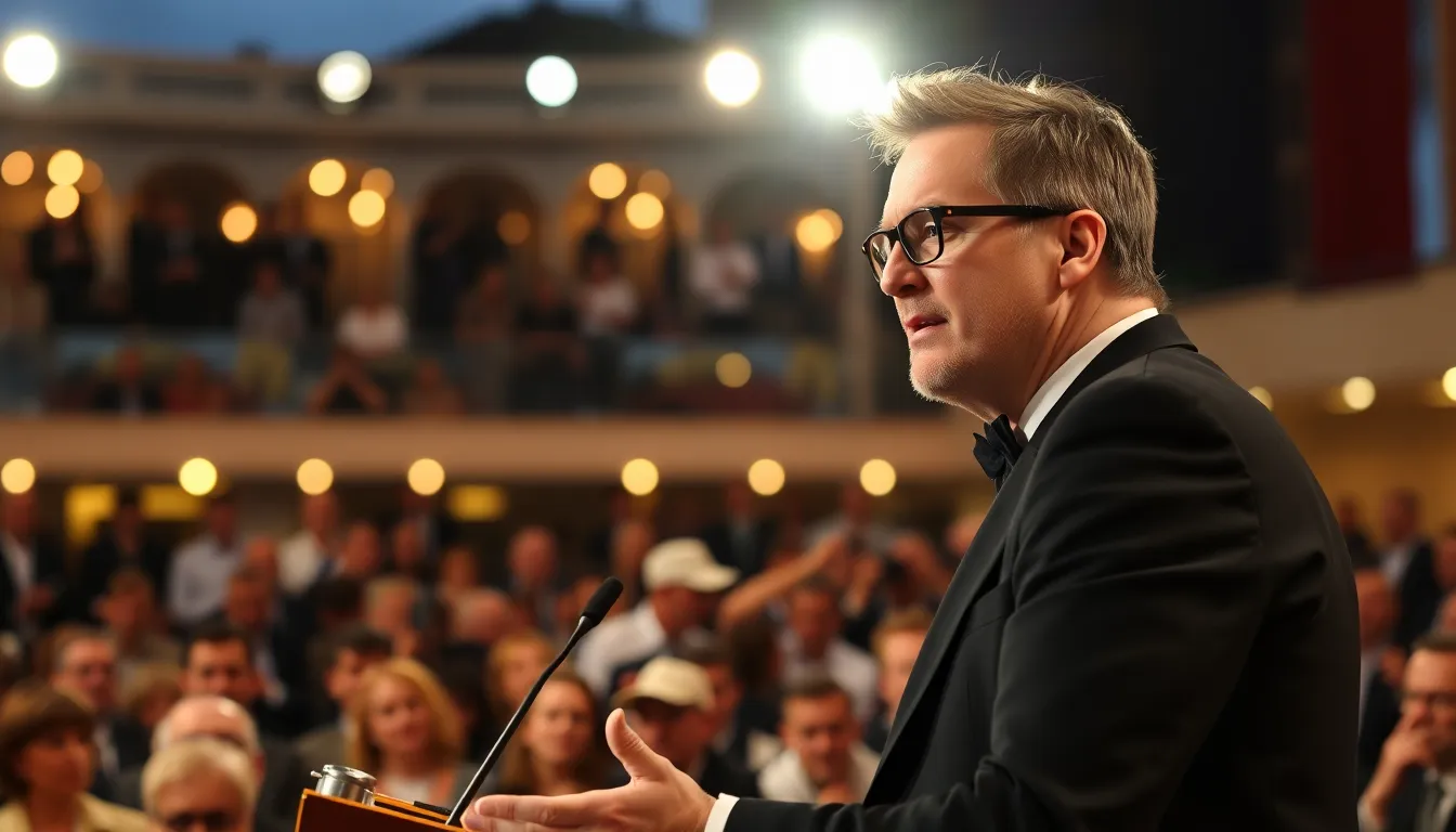The Cannes Film Festival stage, highlighting the significance of mental health awareness in the film industry as Refn opens up about his experiences