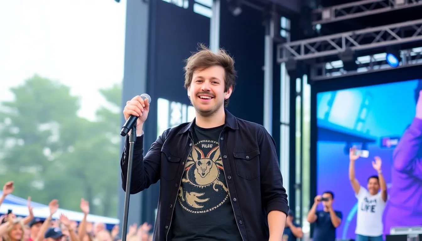 Noah Kahan in a studio setting, focusing intently as he works on new music that reflects his artistic journey and personal experiences
