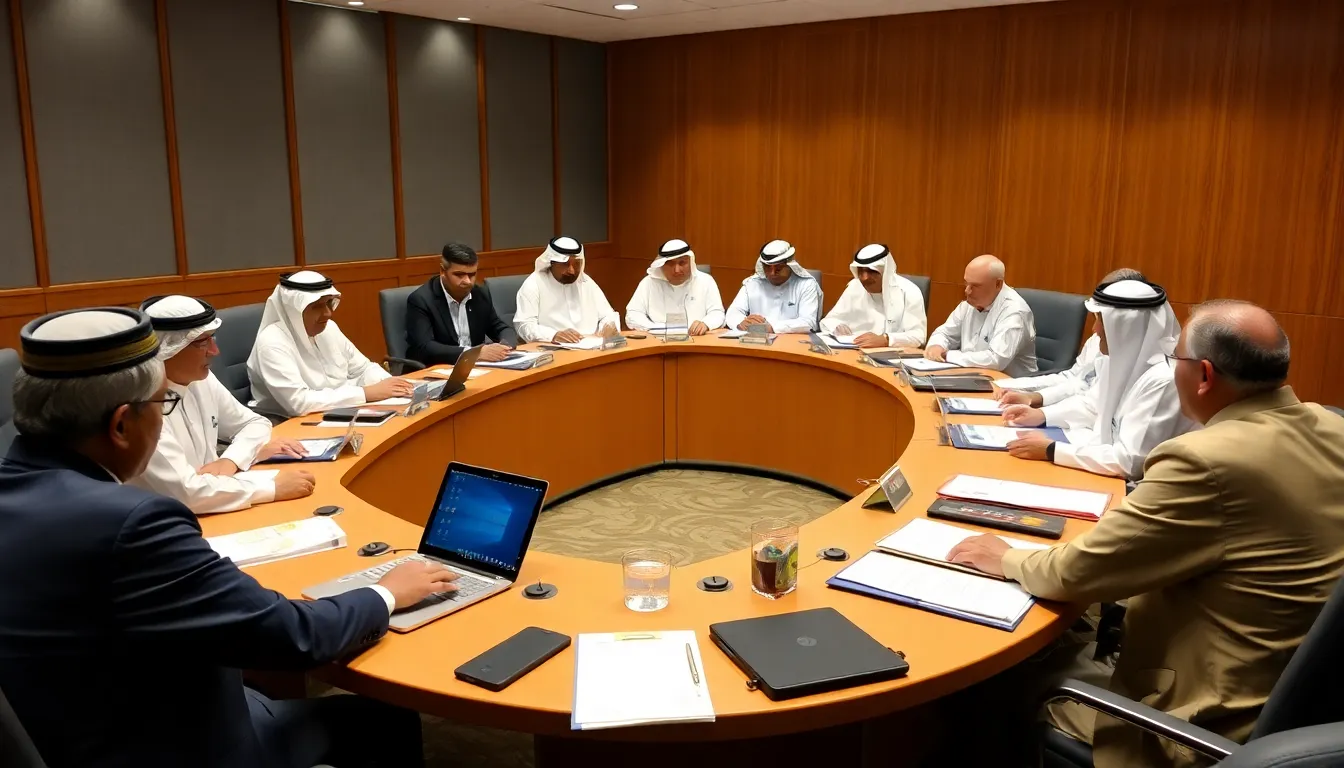 Economic analysts review data charts and graphs, contemplating the potential impacts of OPEC Plus's production increase on global oil prices and market stability