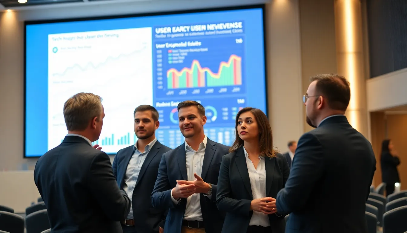 A scene depicting a meeting of stakeholders discussing the implications of OpenAI's performance on the broader AI ecosystem