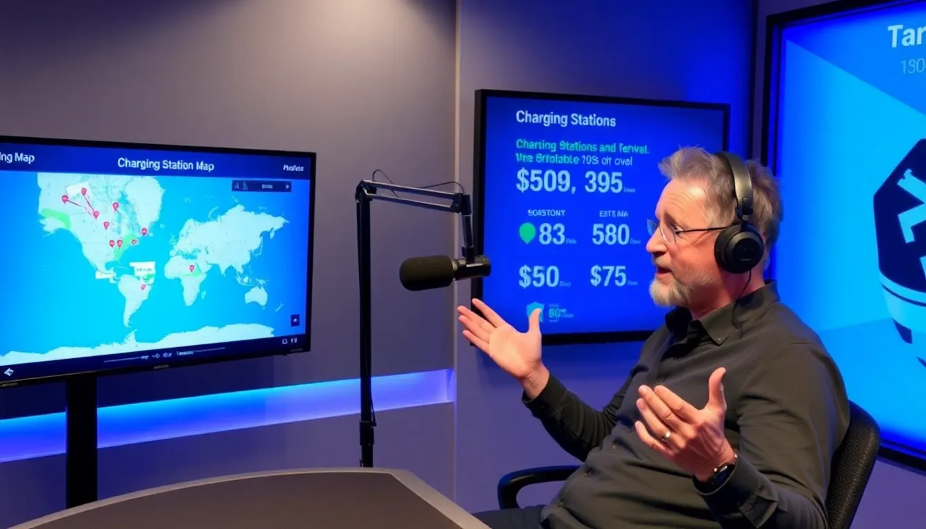 Paul Daley speaks during a podcast, highlighting the challenges of longdistance travel in electric vehicles, with a focus on charging station availability and driver experiences.