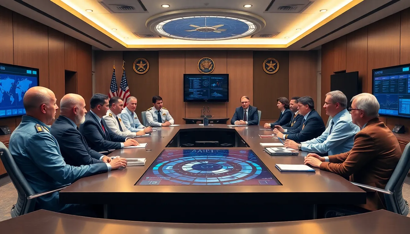 A military operations center equipped with cuttingedge technology to enhance decisionmaking processes and surveillance capabilities