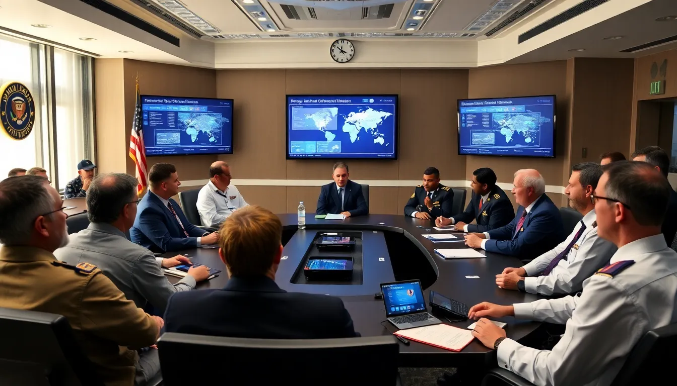 A discussion panel featuring experts debating the ethical implications of integrating artificial intelligence into military operations