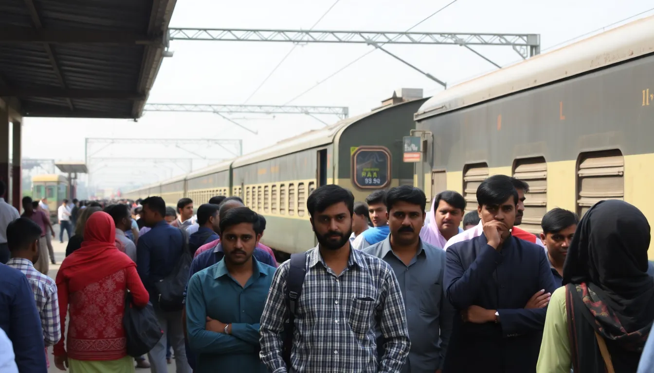 Passengers anxiously wait on the platform as the Jaffer Express arrives, highlighting the ongoing concerns about safety and reliability in Pakistan's railway system.