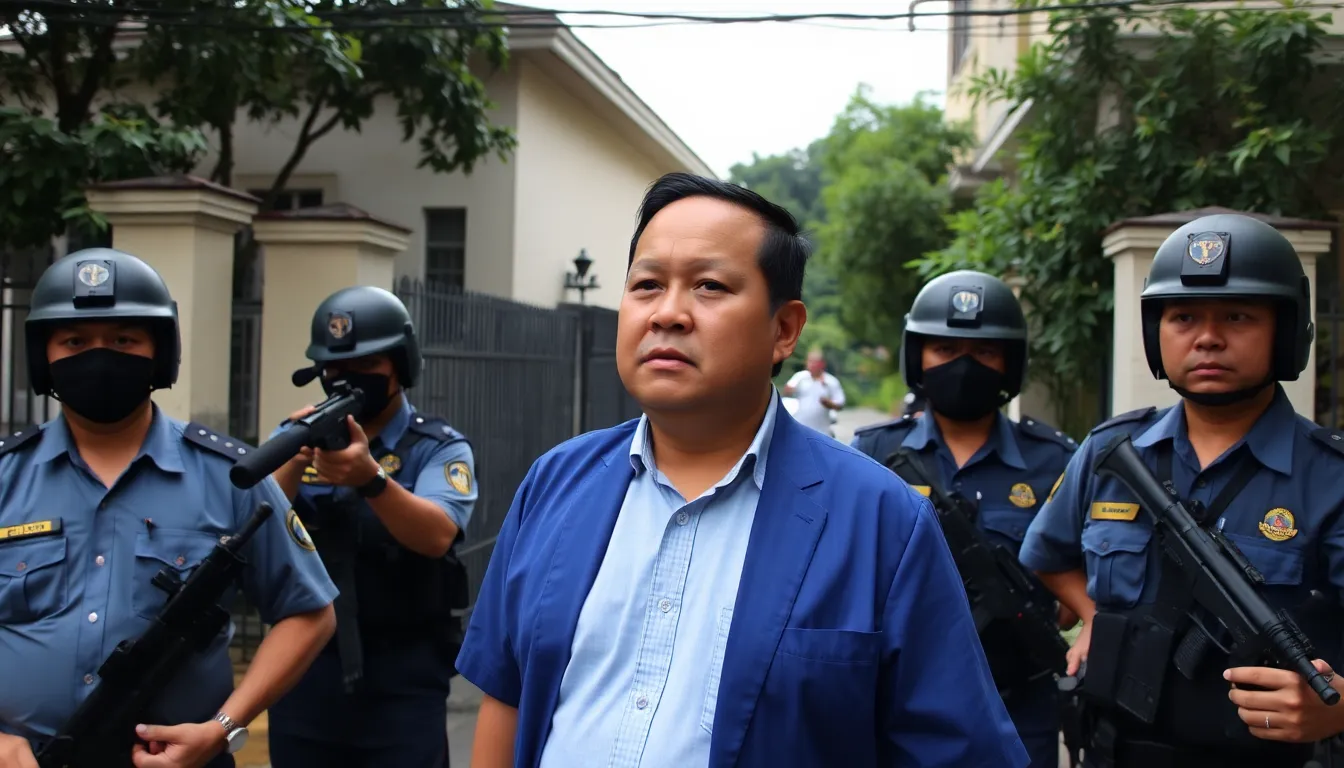 The scene reflects the ongoing struggle between political power and accountability amid heightened tensions in the Philippines