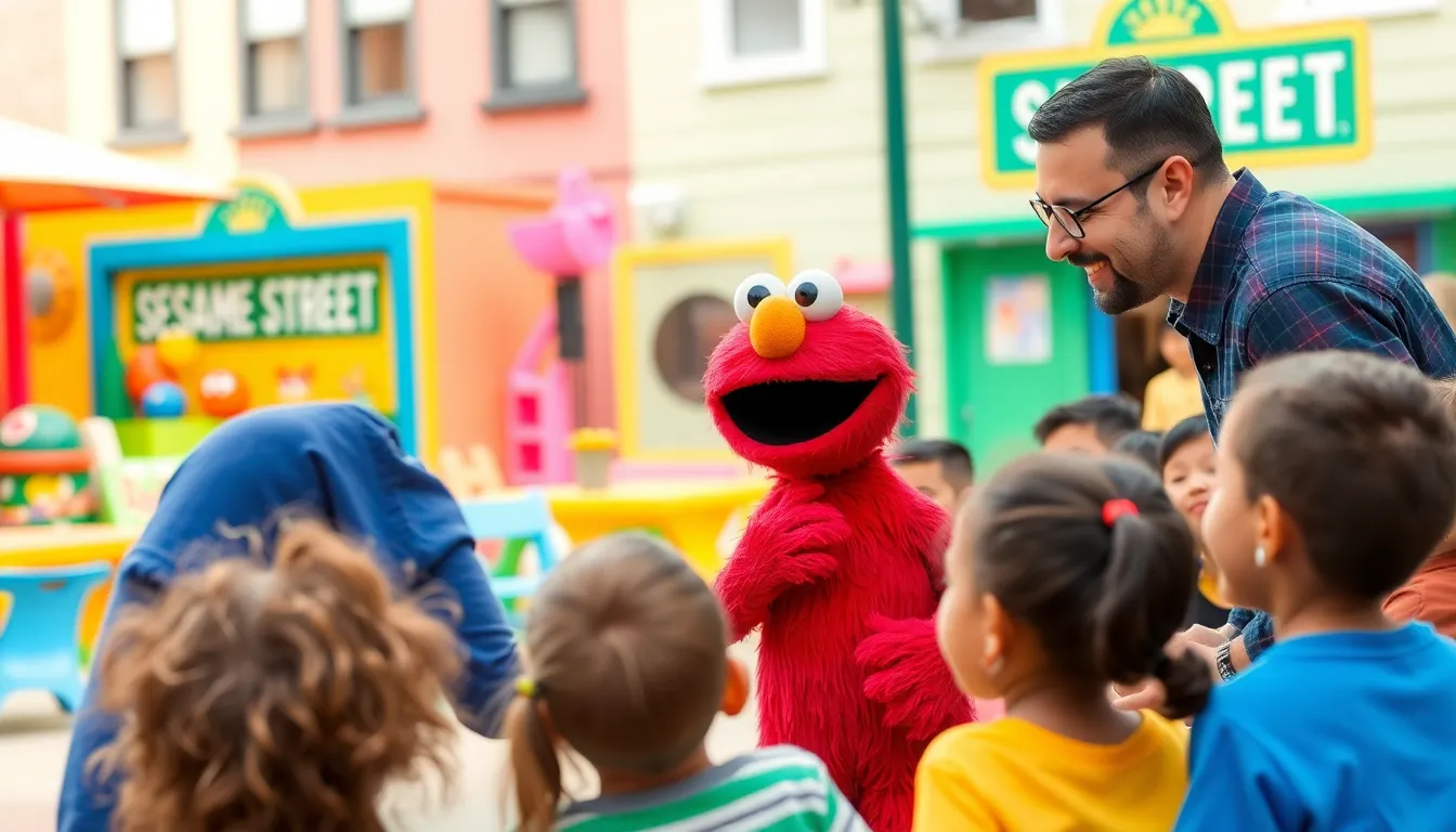The vibrant set of 'Sesame Street' serves as the backdrop for Youssef's teaching moment, highlighting the show's commitment to cultural diversity