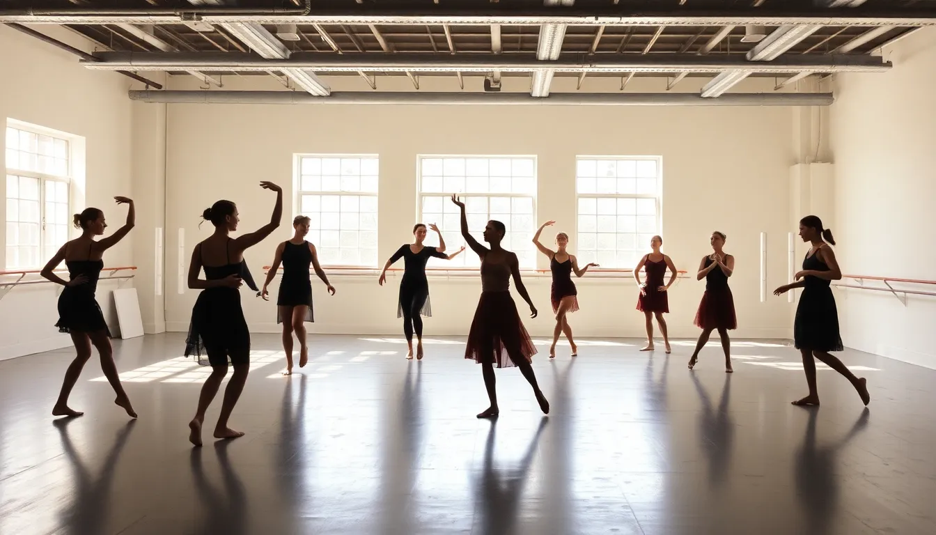 Dancers rehearse for the revival of Robert Rauschenberg's choreography Pelican at the Brooklyn Academy of Music, showcasing a blend of movement and innovative set design inspired by Rauschenberg's original sketches.
