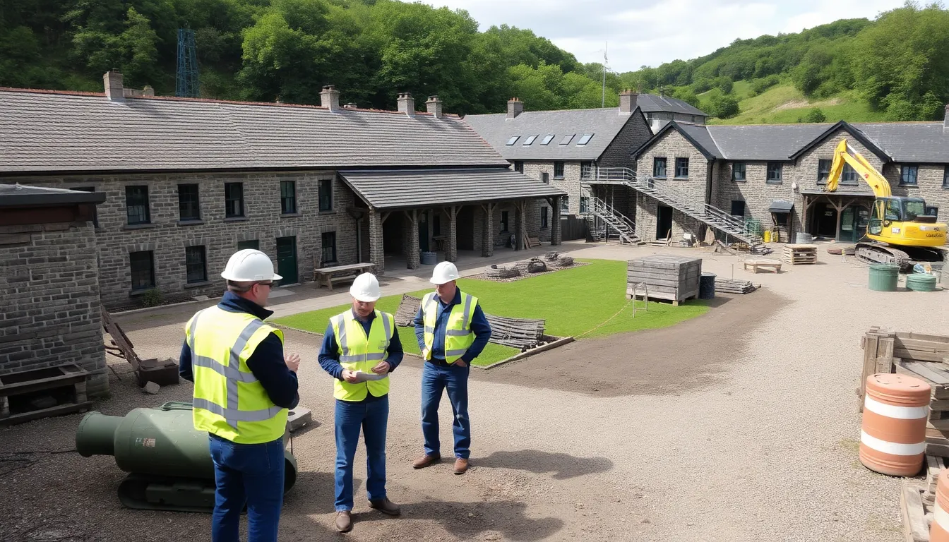 A panoramic view of the Scottish Coal Museum, highlighting its historical significance while illustrating the transformation into a modern renewable energy hub