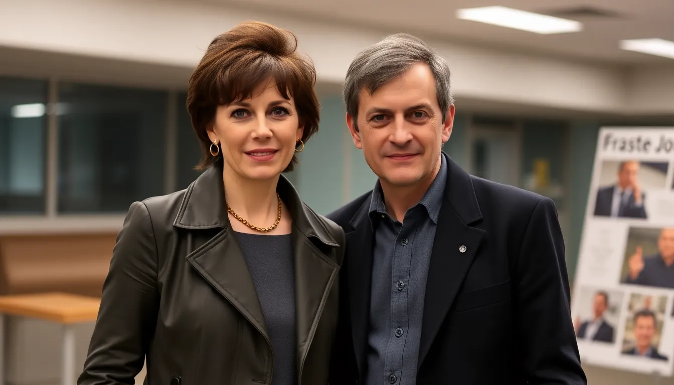 Sadie Frost and Simon Jones stand together at a press conference, announcing their new production company Frost&Jones and discussing upcoming film projects, including a documentary on 'Quadrophenia.'