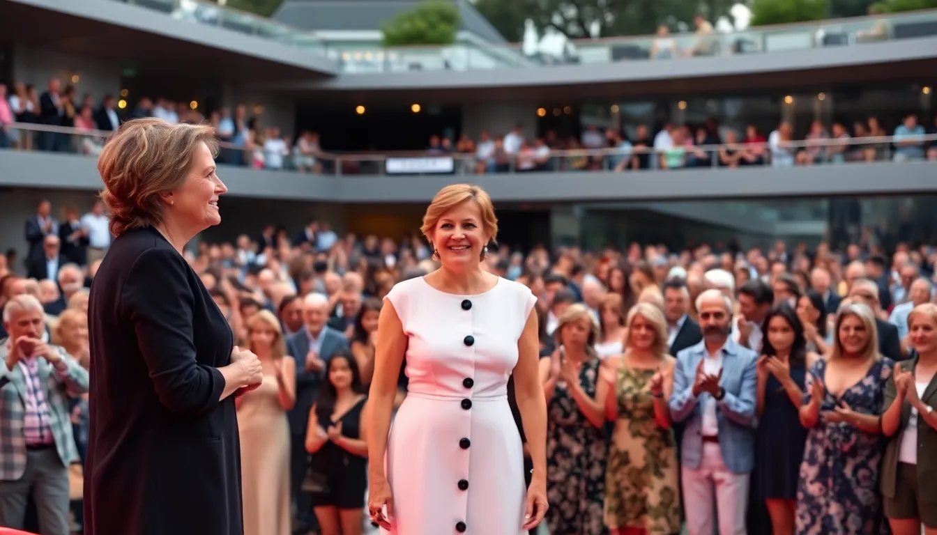 Sandra Hüller receives a standing ovation from an enthusiastic audience at the Cannes Film Festival for her role in the film Fatherland.