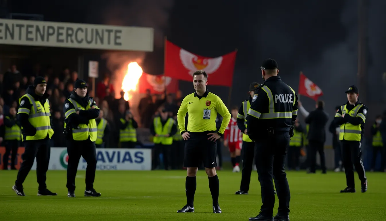 Derek McInnes addressing the media, surrounded by reporters eager to capture his controversial remarks about officiating in recent games