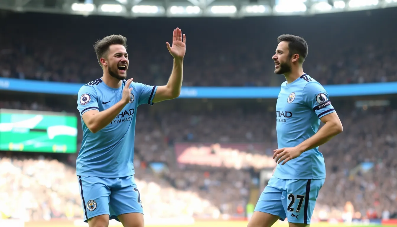 The intensity of the match is palpable as Manchester City presses forward, demonstrating their high possession style of play against West Ham's defensive setup
