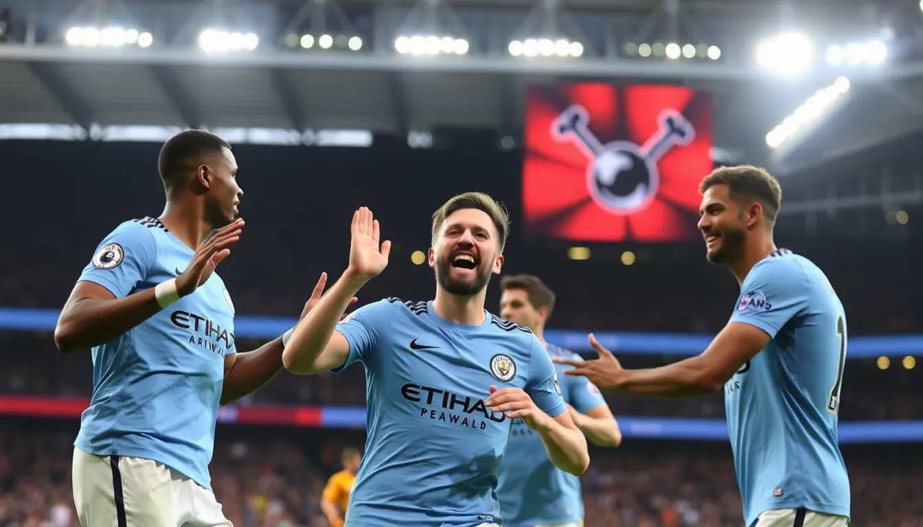 Fans cheer enthusiastically in the stands, reveling in Manchester City's impressive performance and solidifying their support for the team