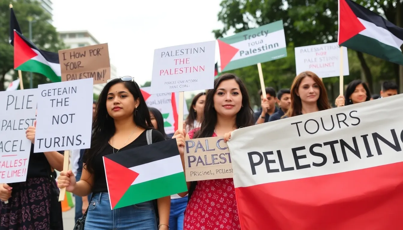 A diverse crowd of supporters at a proPalestinian demonstration, showcasing the varied opinions within Singapore regarding international humanitarian concerns