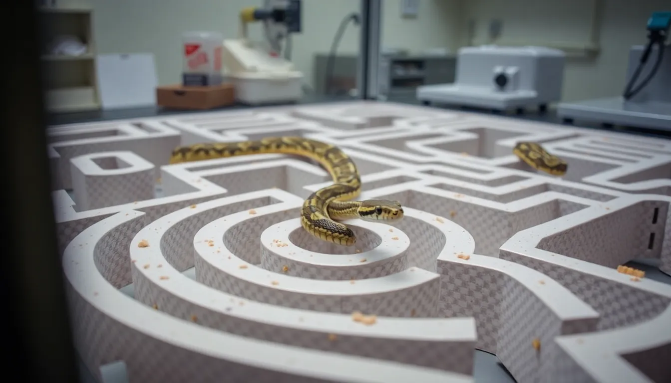 A diverse group of individuals reflecting on the question of intelligence, considering the similarities between human cognition and that of snakes