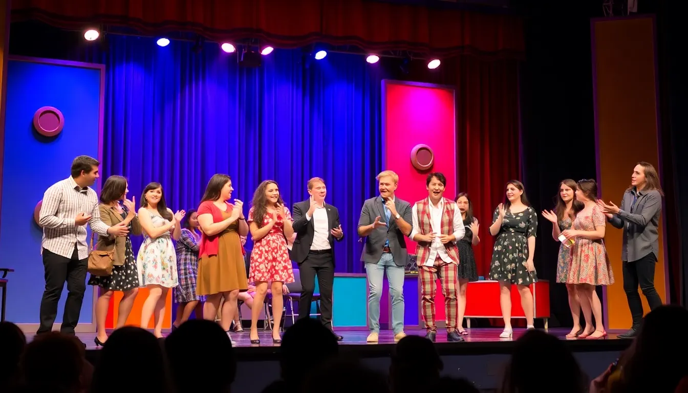 Audience members are seen laughing and reacting, demonstrating the production's ability to resonate with contemporary themes of love and identity