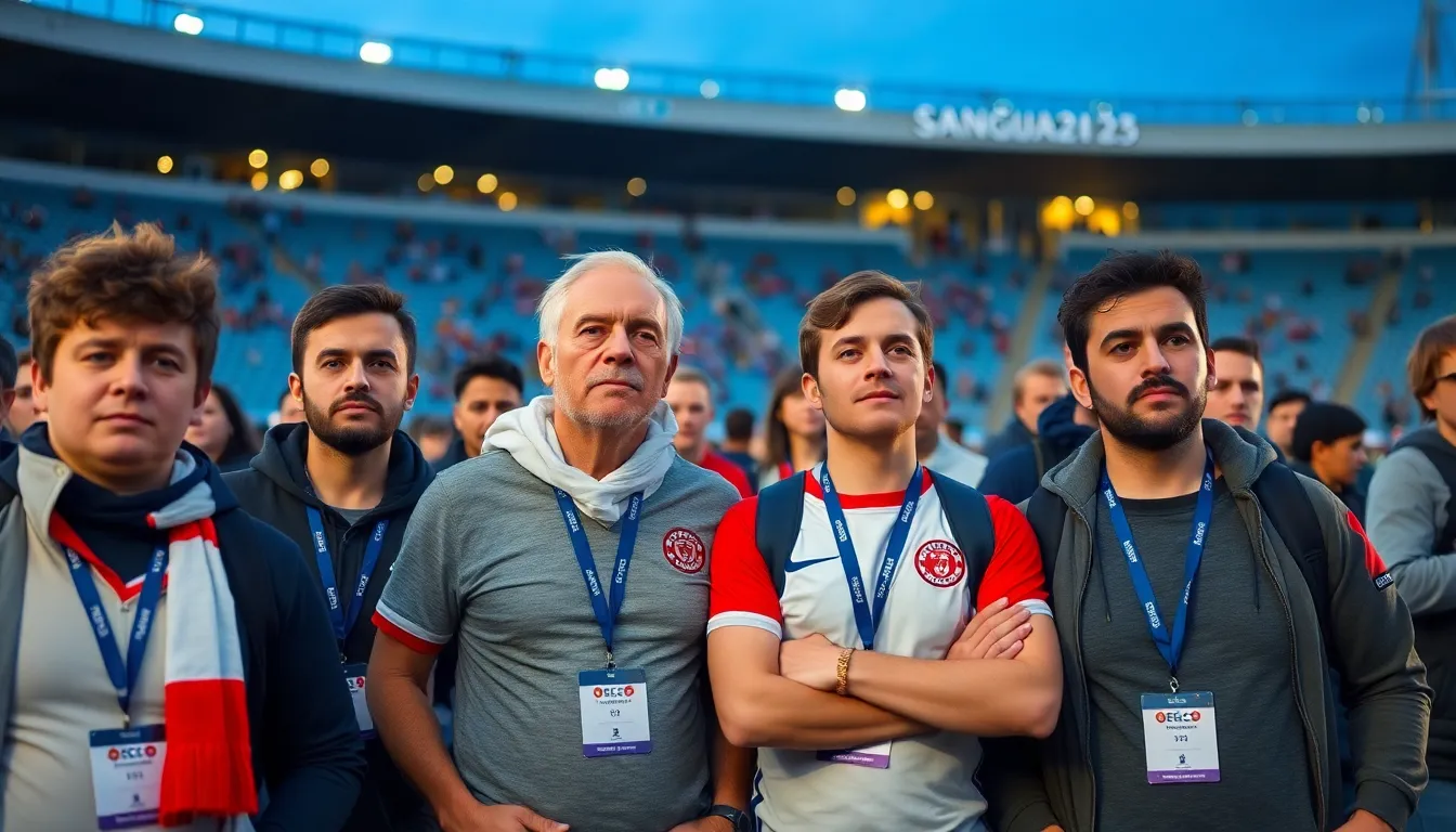 A group of disappointed fans watches as their national team exits the UEFA Euro 2024 qualifiers early, reflecting the somber mood surrounding the oncepromising athletes.
