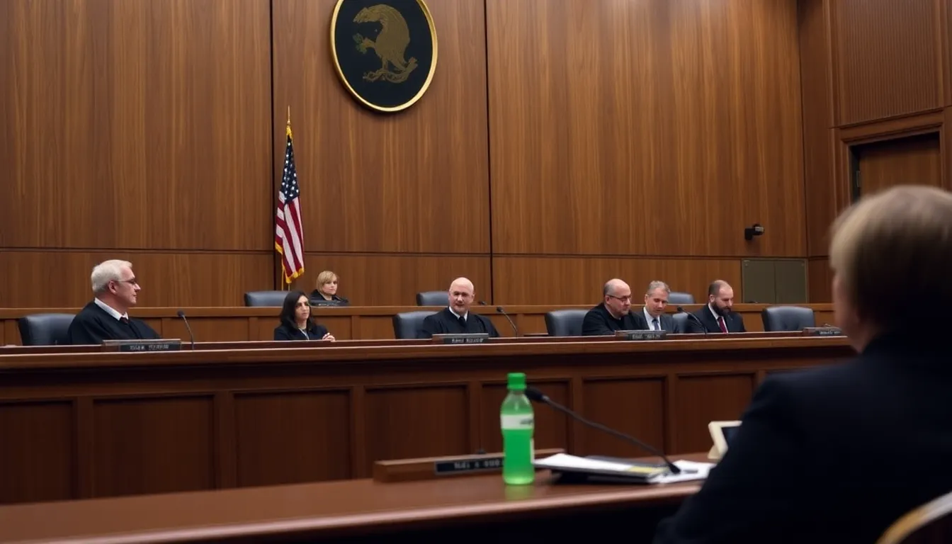 Supreme Court justices listen intently as attorneys present arguments regarding the safety of Roundup weedkiller during a session on November 1, 2023.